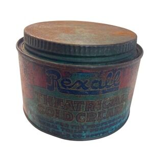 Rexall Theatrical Cold Cream Tin Vintage Collectible‎ Metal Container